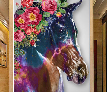 3D Flower Horse WG022 Wall Murals