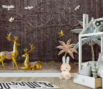 3D Golden Deer WC457 Wall Murals