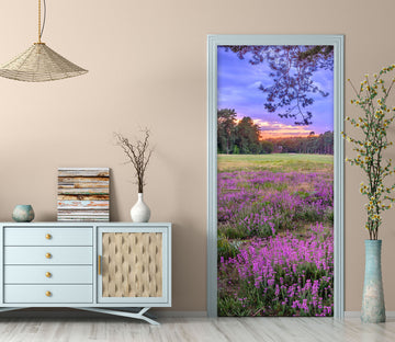3D Grassland Purple Flowers 101225 Assaf Frank Door Mural
