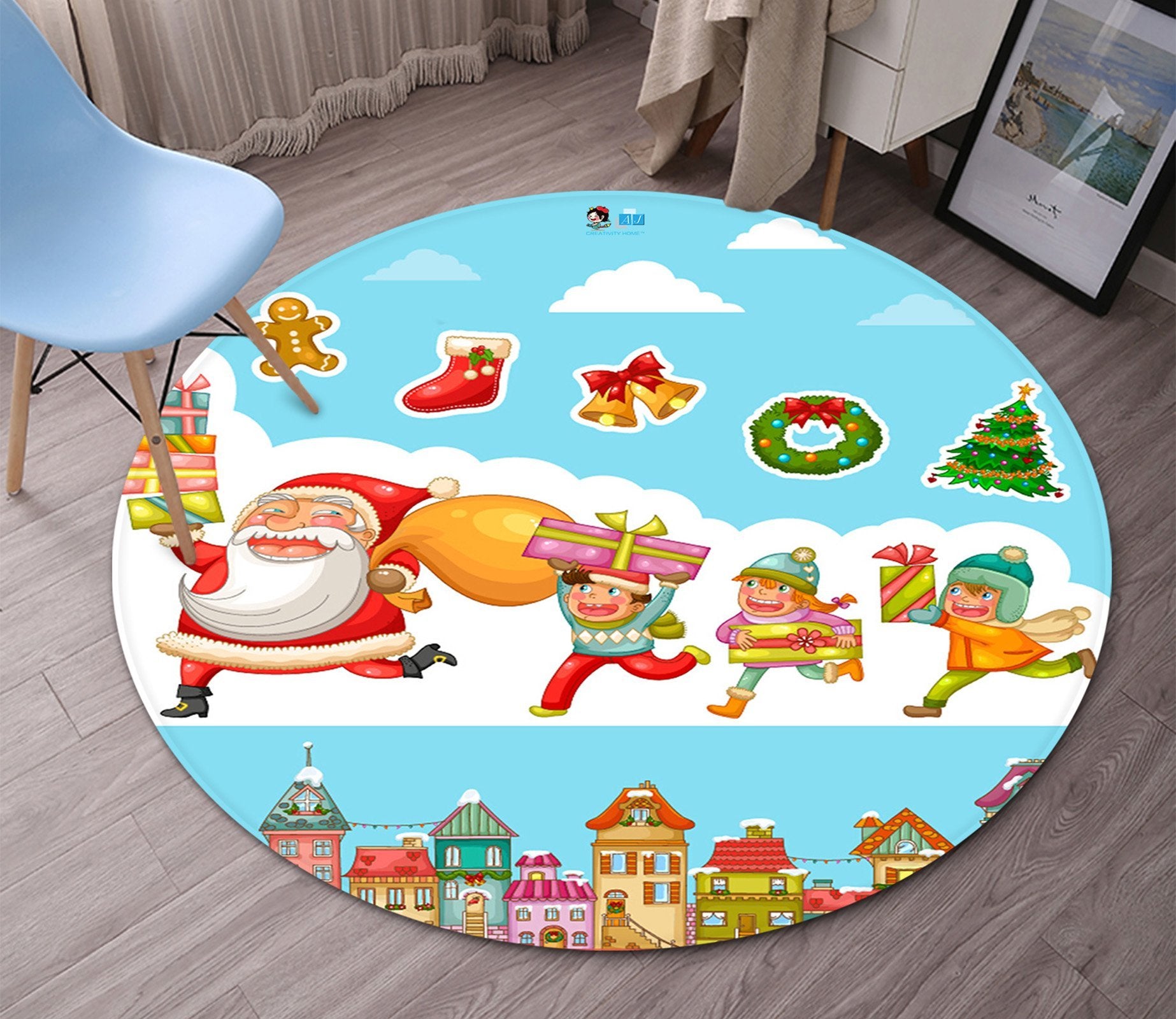 3D White Beard Gift 074 Round Non Slip Rug Mat Mat AJ Creativity Home 
