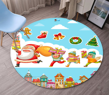 3D White Beard Gift 074 Round Non Slip Rug Mat Mat AJ Creativity Home 