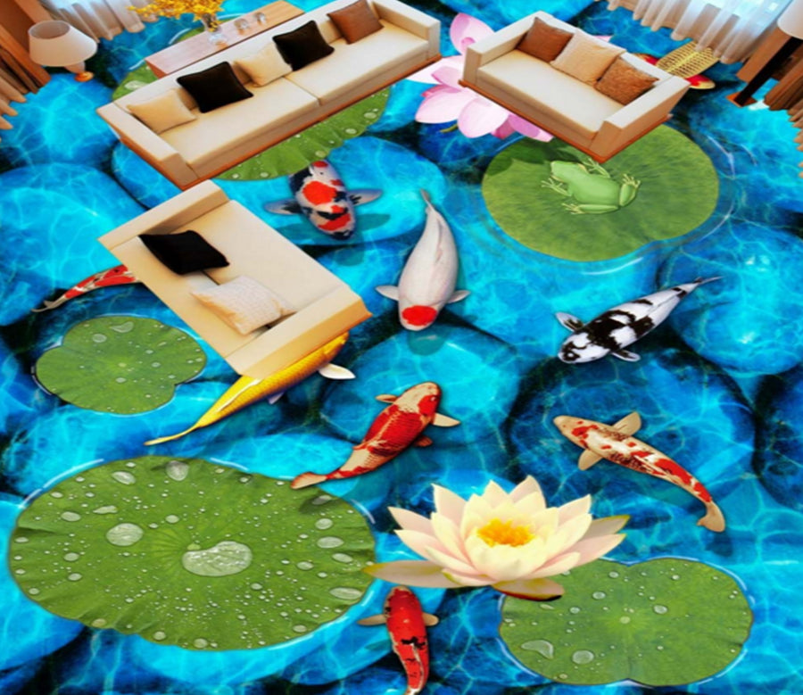 3D Pond Koi 342 Floor Mural  Wallpaper Murals Rug & Mat Print Epoxy waterproof bath floor