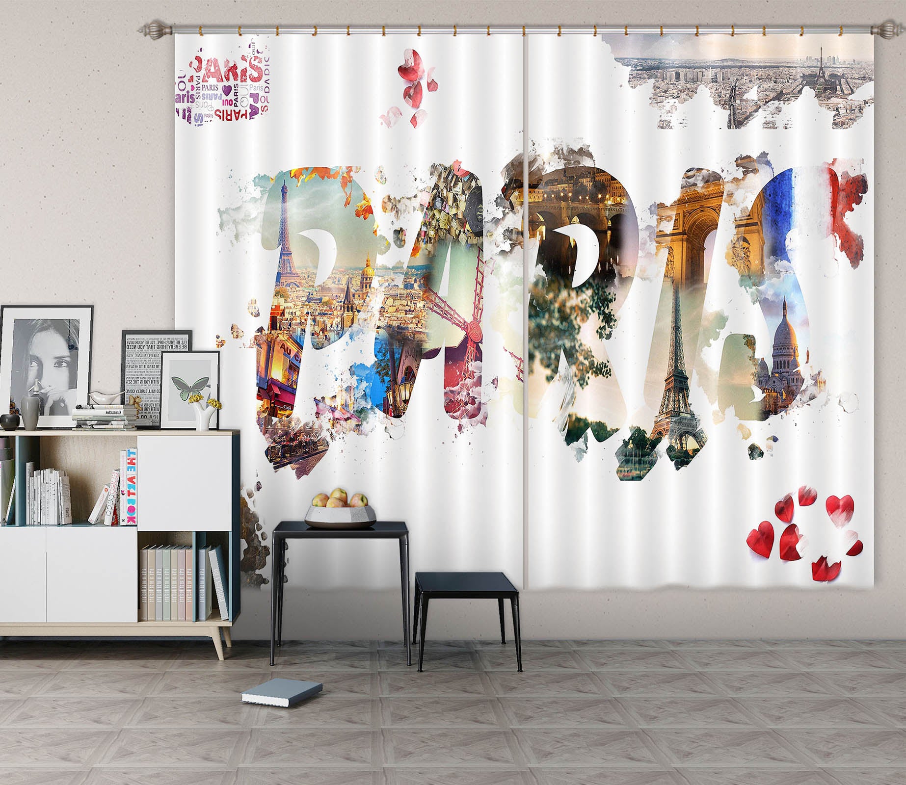 3D Color Paris 756 Curtains Drapes