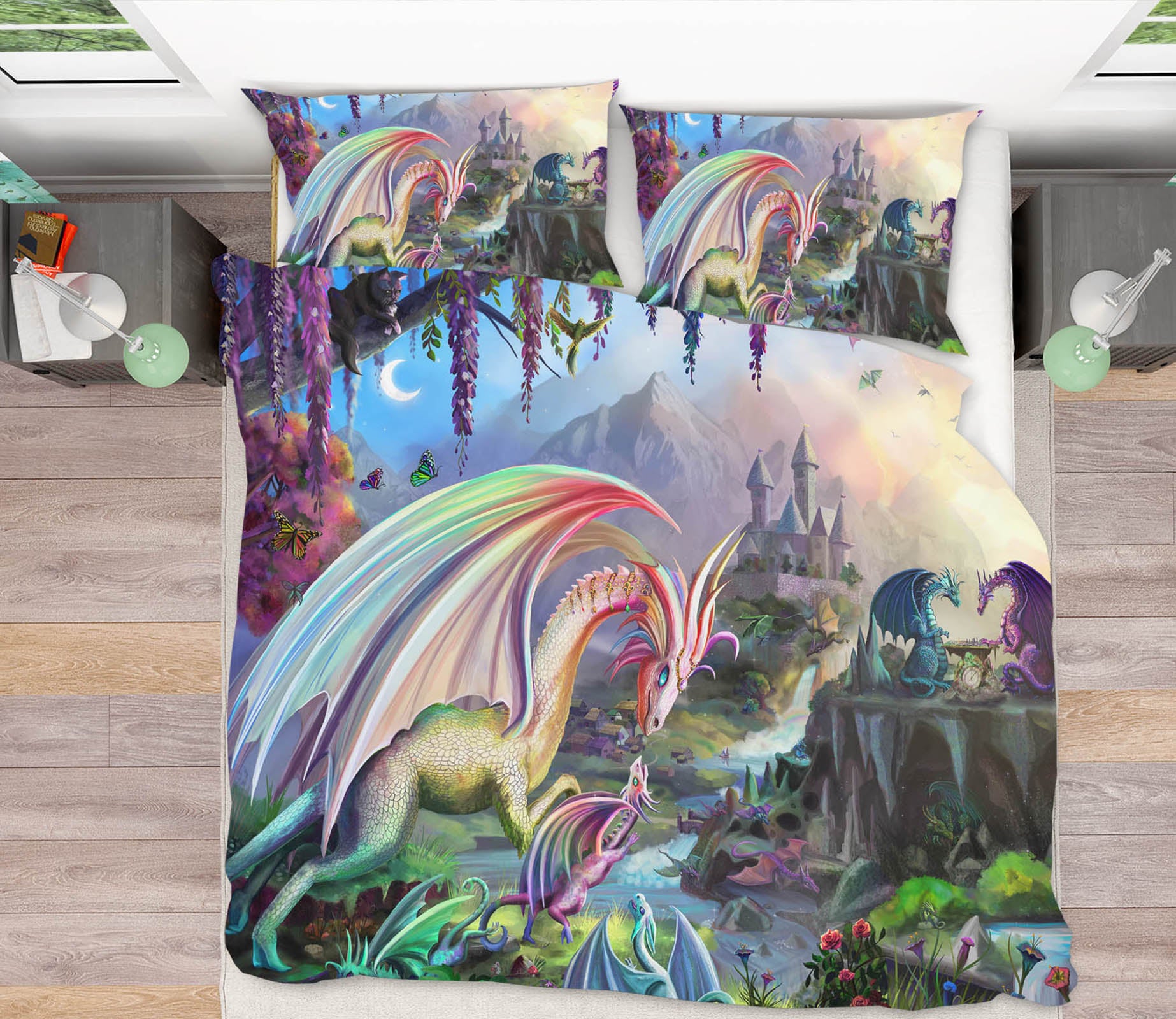 3D Fantasy Valley 111 Rose Catherine Khan Bedding Bed Pillowcases Quilt