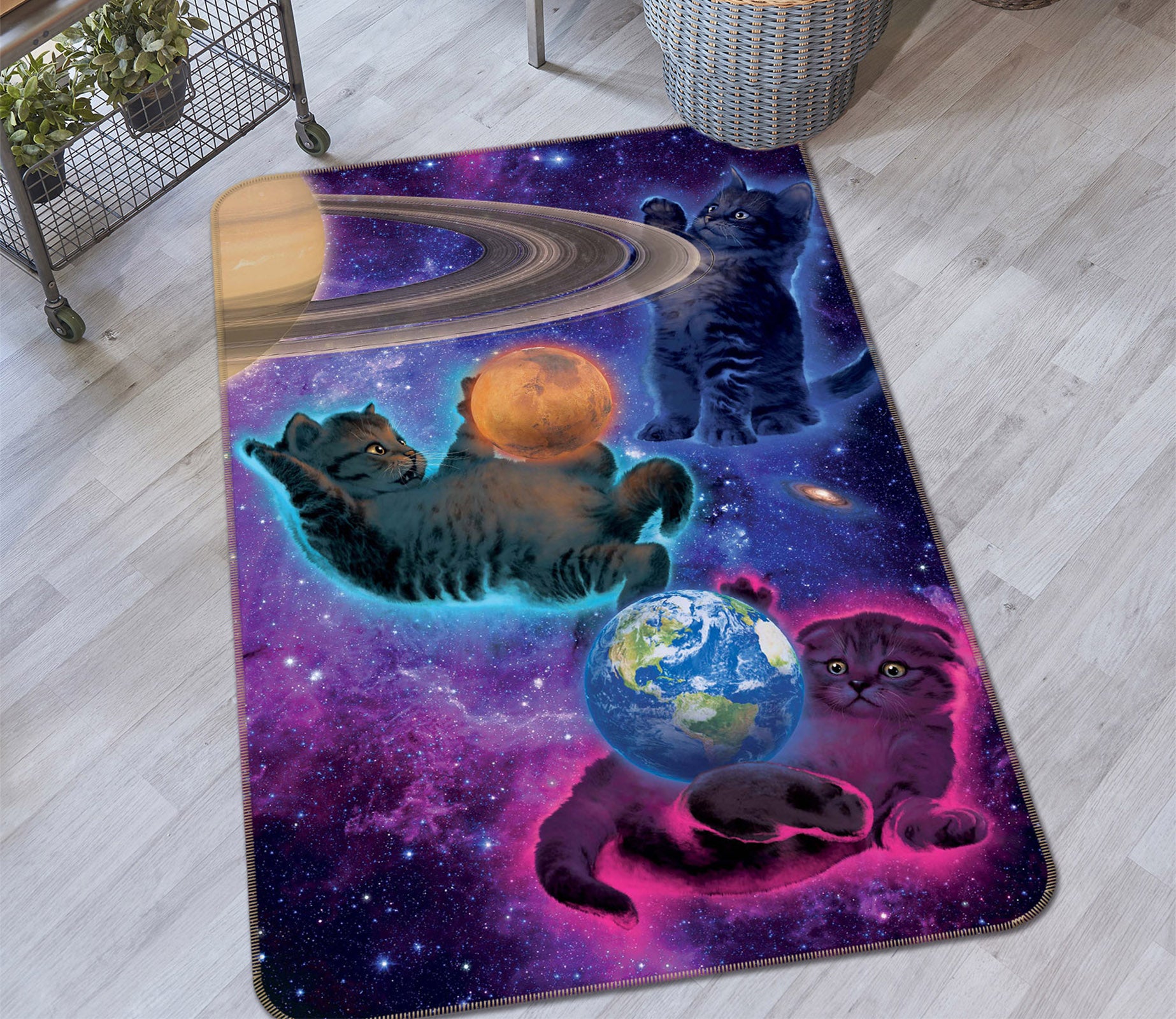 3D Cosmic Kittens 1025 Vincent Hie Rug Non Slip Rug Mat
