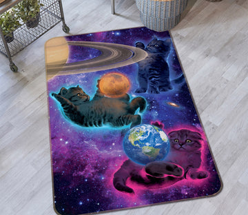3D Cosmic Kittens 1025 Vincent Hie Rug Non Slip Rug Mat