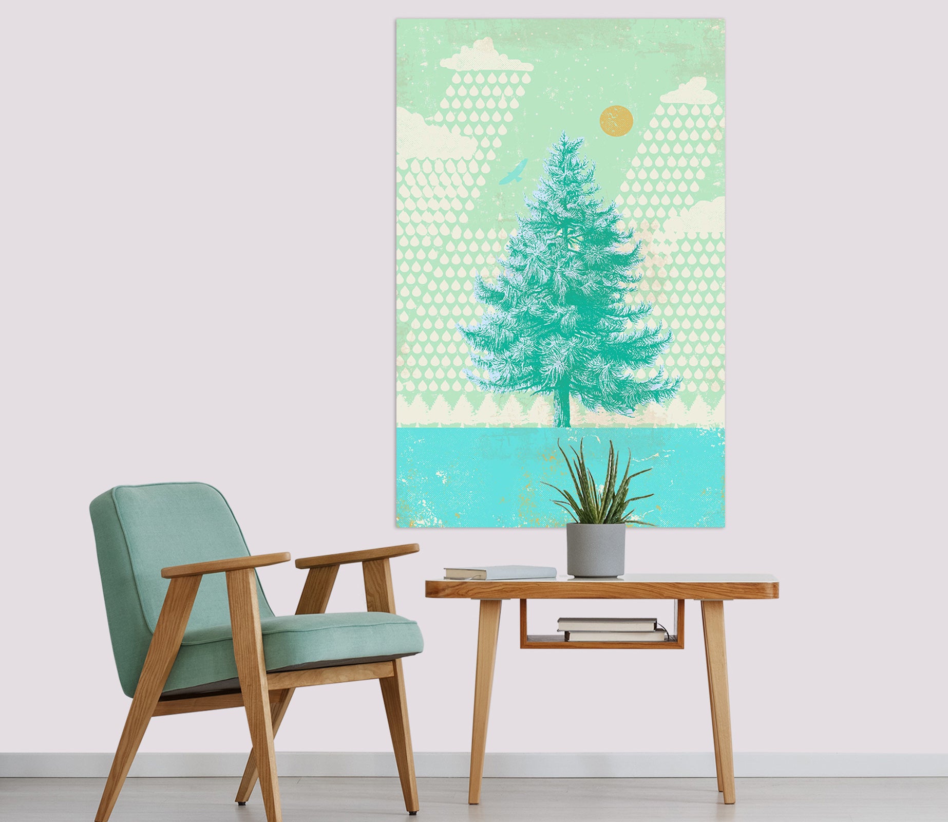 3D Blue Fir Tree 026 Showdeer Wall Sticker