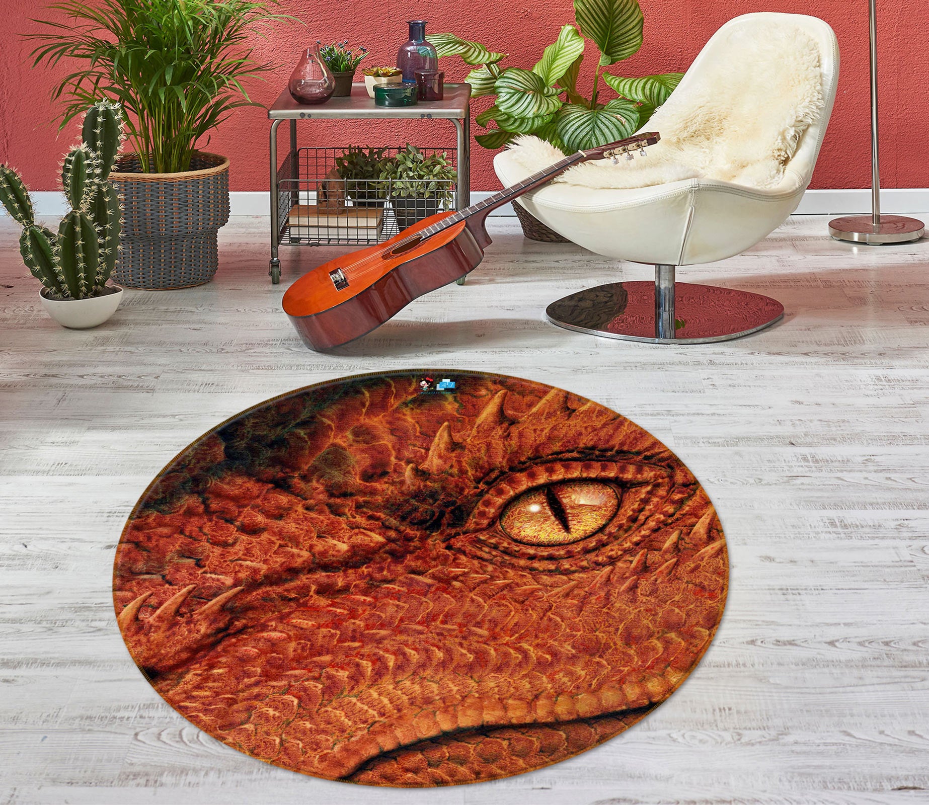3D Dragon Eye 6154 Ciruelo Rug Round Non Slip Rug Mat