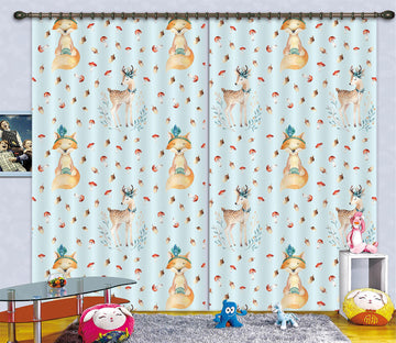 3D Fox Deer Pine Nuts 128 Uta Naumann Curtain Curtains Drapes