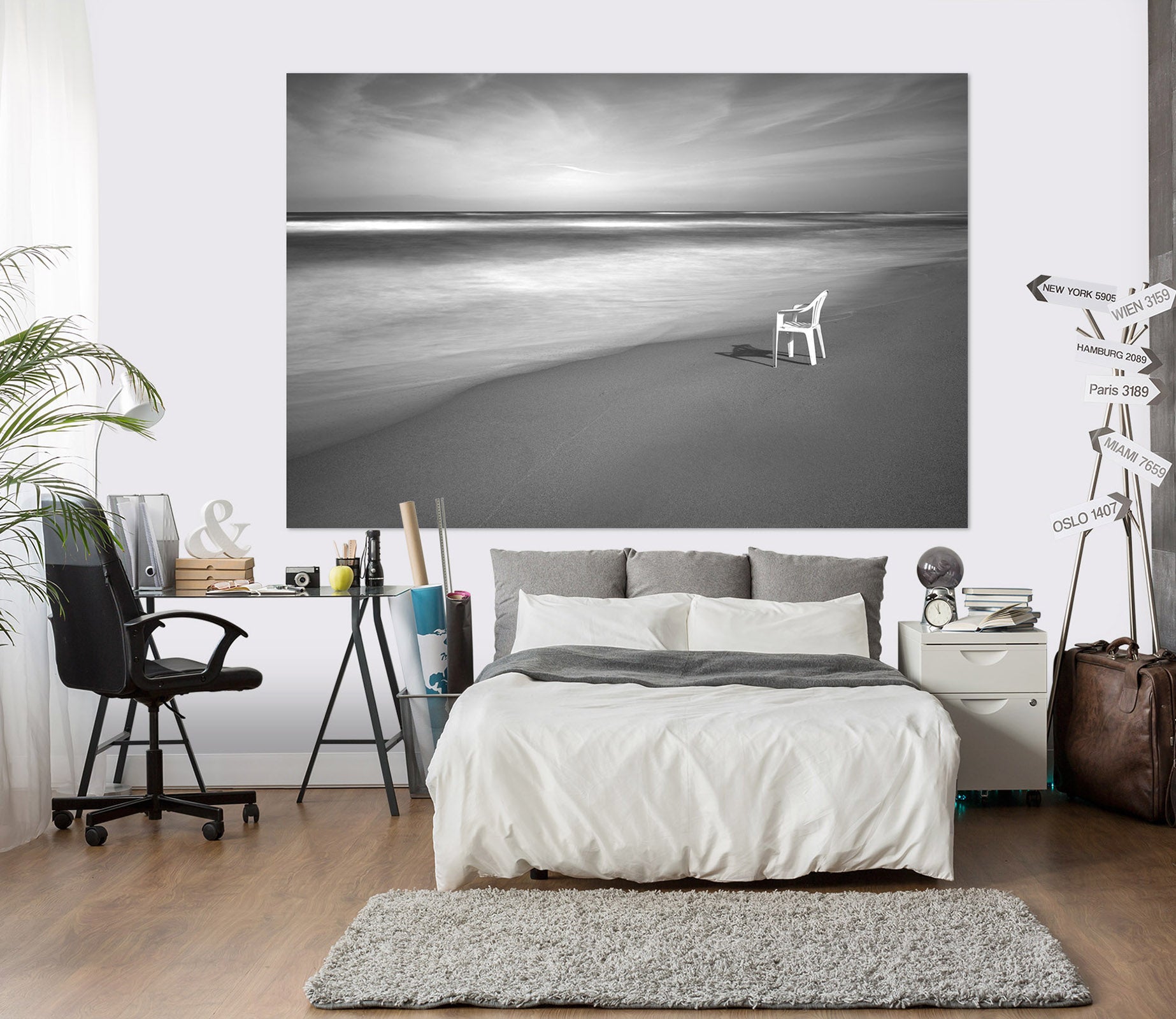 3D White Bench 139 Marco Carmassi Wall Sticker