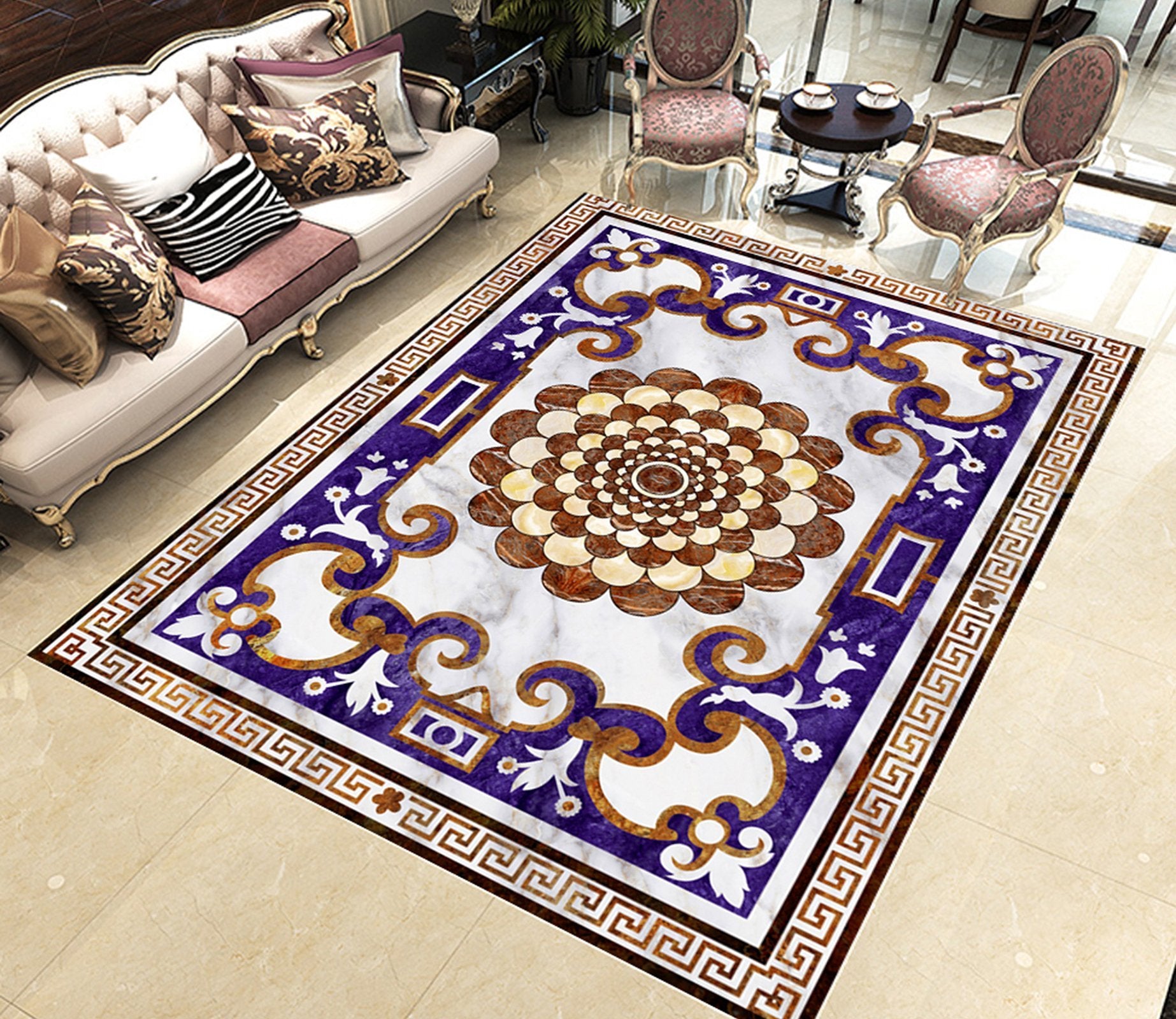 3D Blue Marble Pattern WG412 Floor Mural Wallpaper AJ Wallpaper 2 