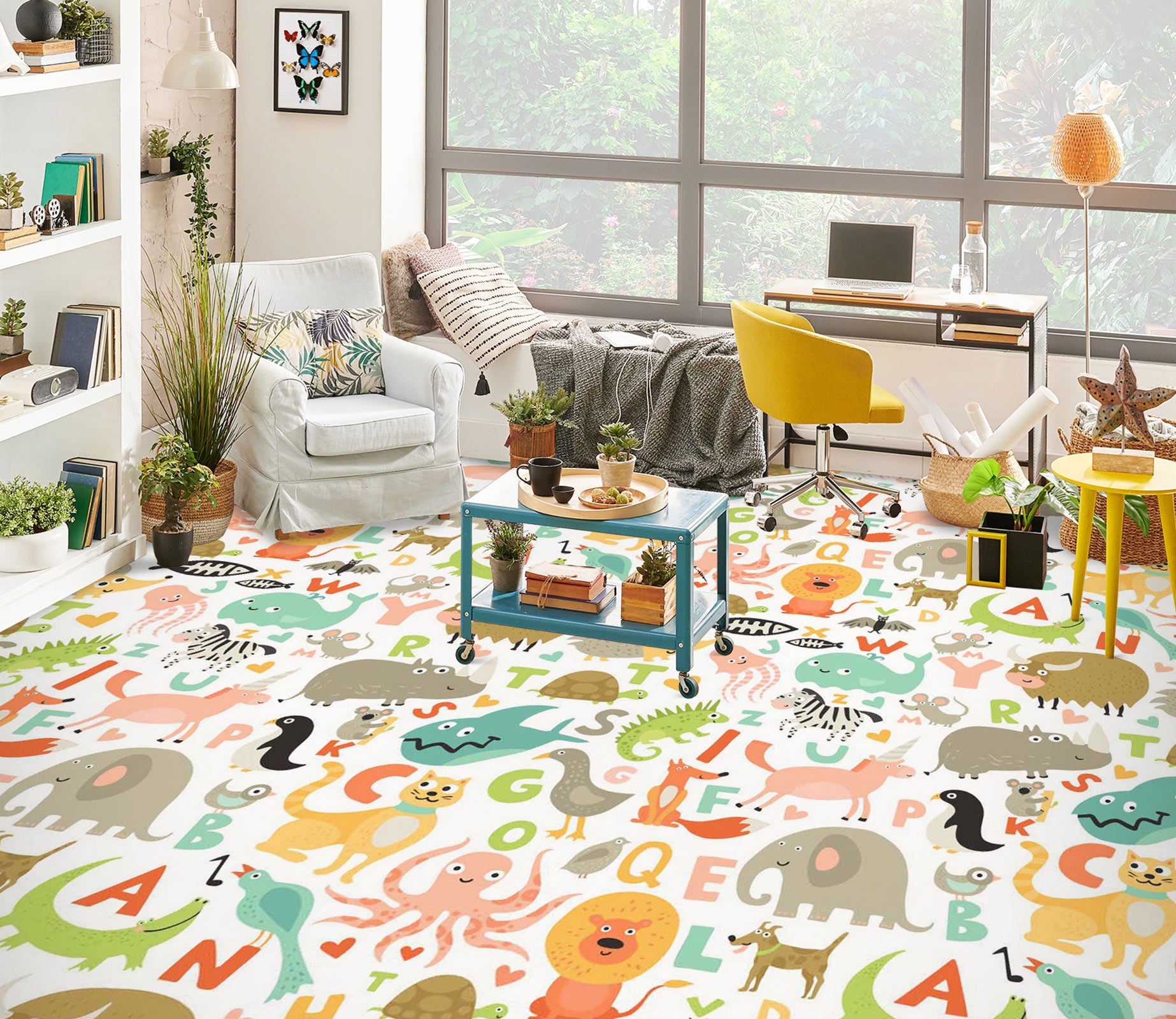 3D Letters And Animals 1152 Floor Mural  Wallpaper Murals Self-Adhesive Removable Print Epoxy
