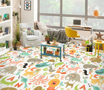 3D Letters And Animals 1152 Floor Mural  Wallpaper Murals Self-Adhesive Removable Print Epoxy