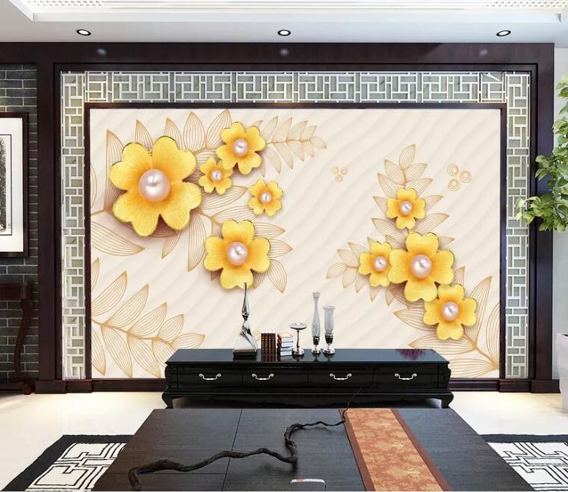 3D Pearl Flower WC65 Wall Murals Wallpaper AJ Wallpaper 2 