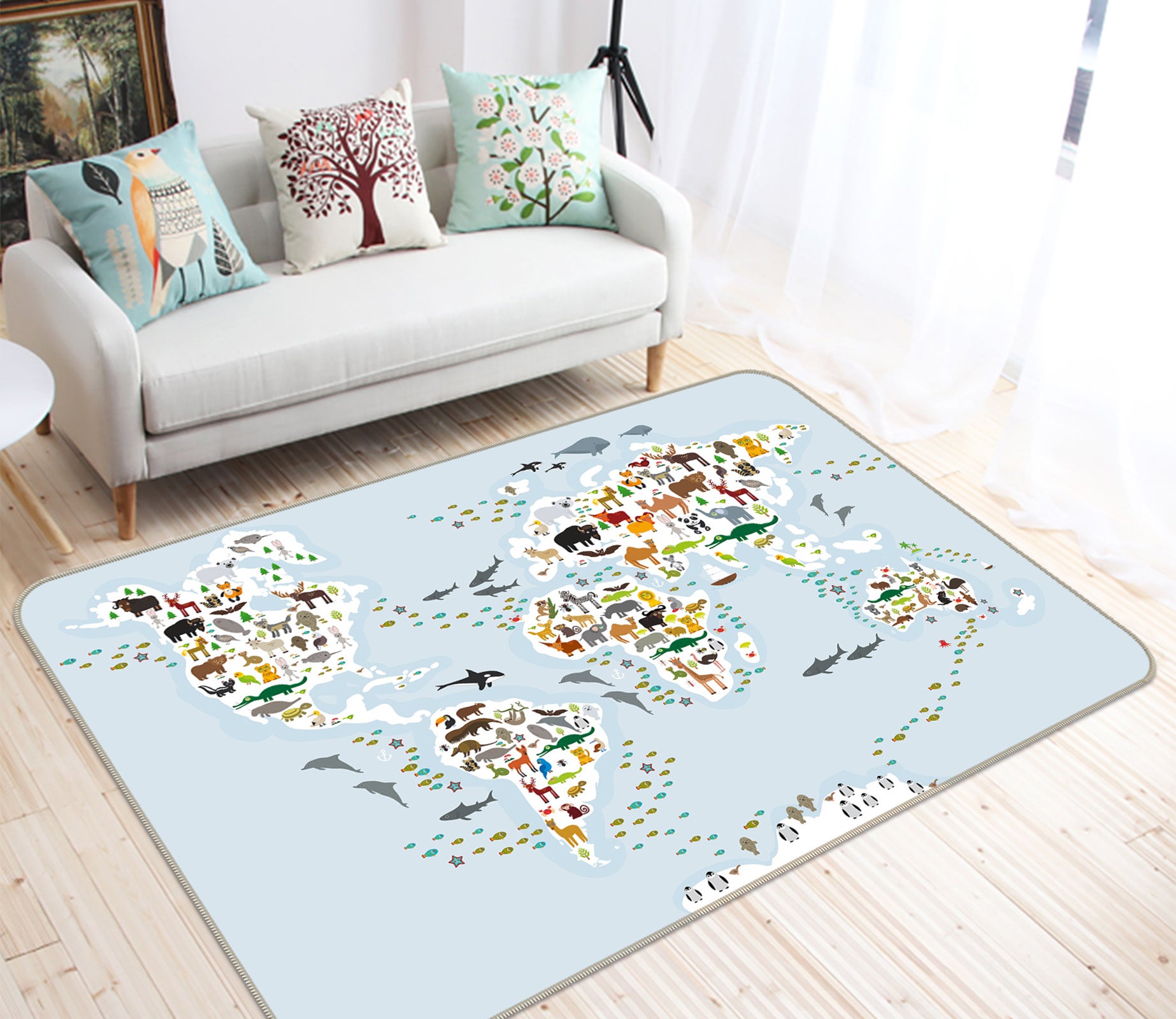 3D Colored Spots 298 World Map Non Slip Rug Mat