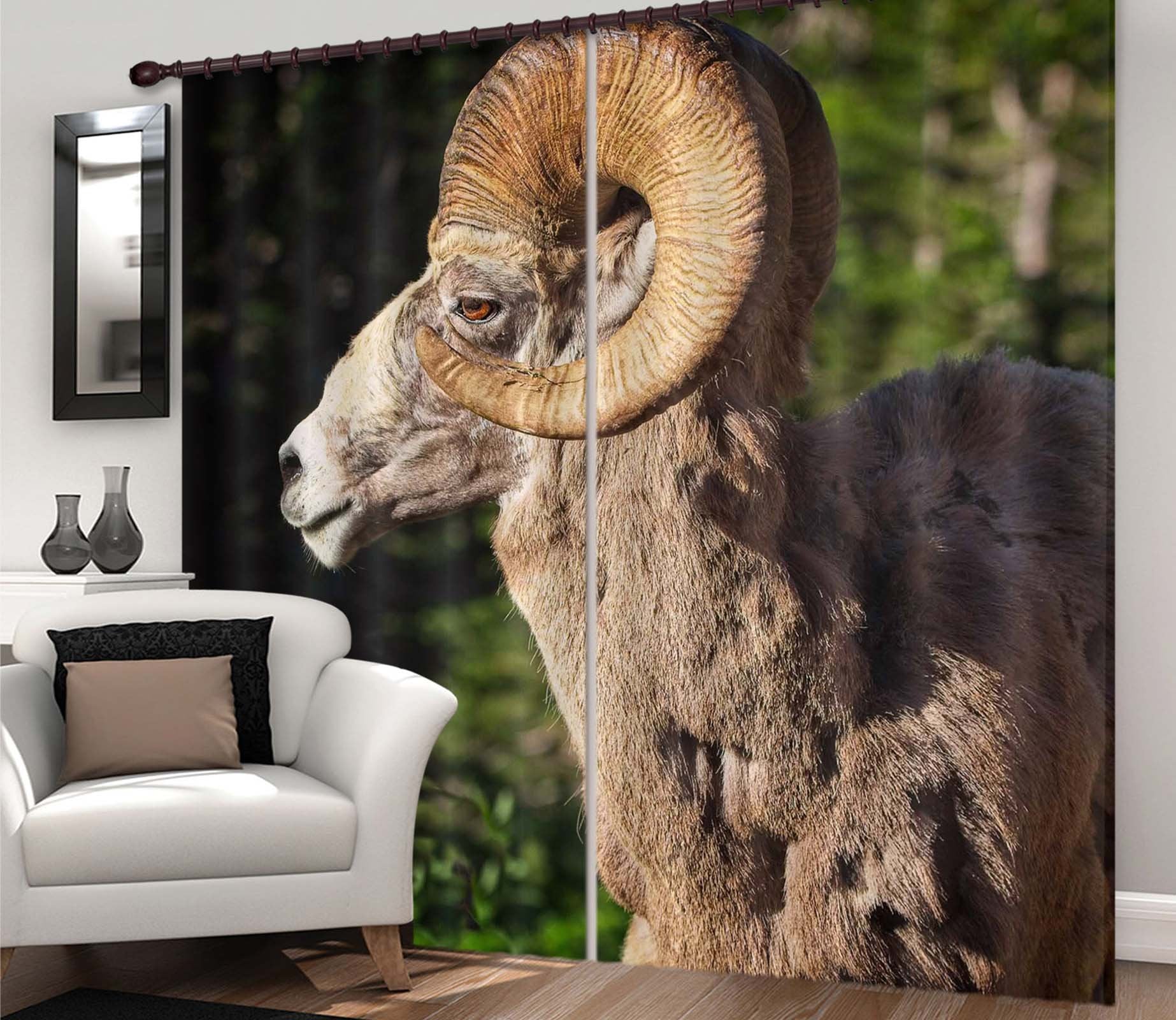 3D Bighorn Ram 045 Kathy Barefield Curtain Curtains Drapes Wallpaper AJ Wallpaper 