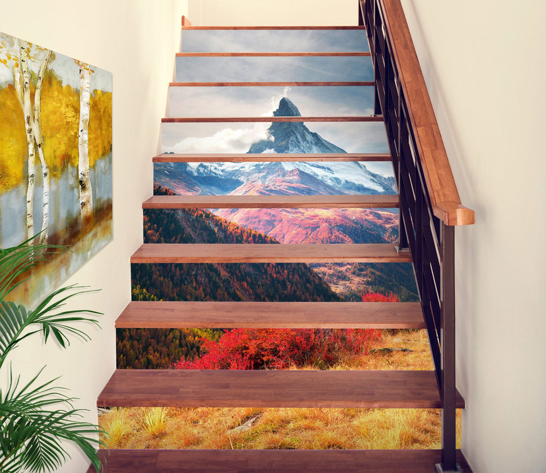 3D Beautiful Mountains In Four Seasons 361 Stair Risers