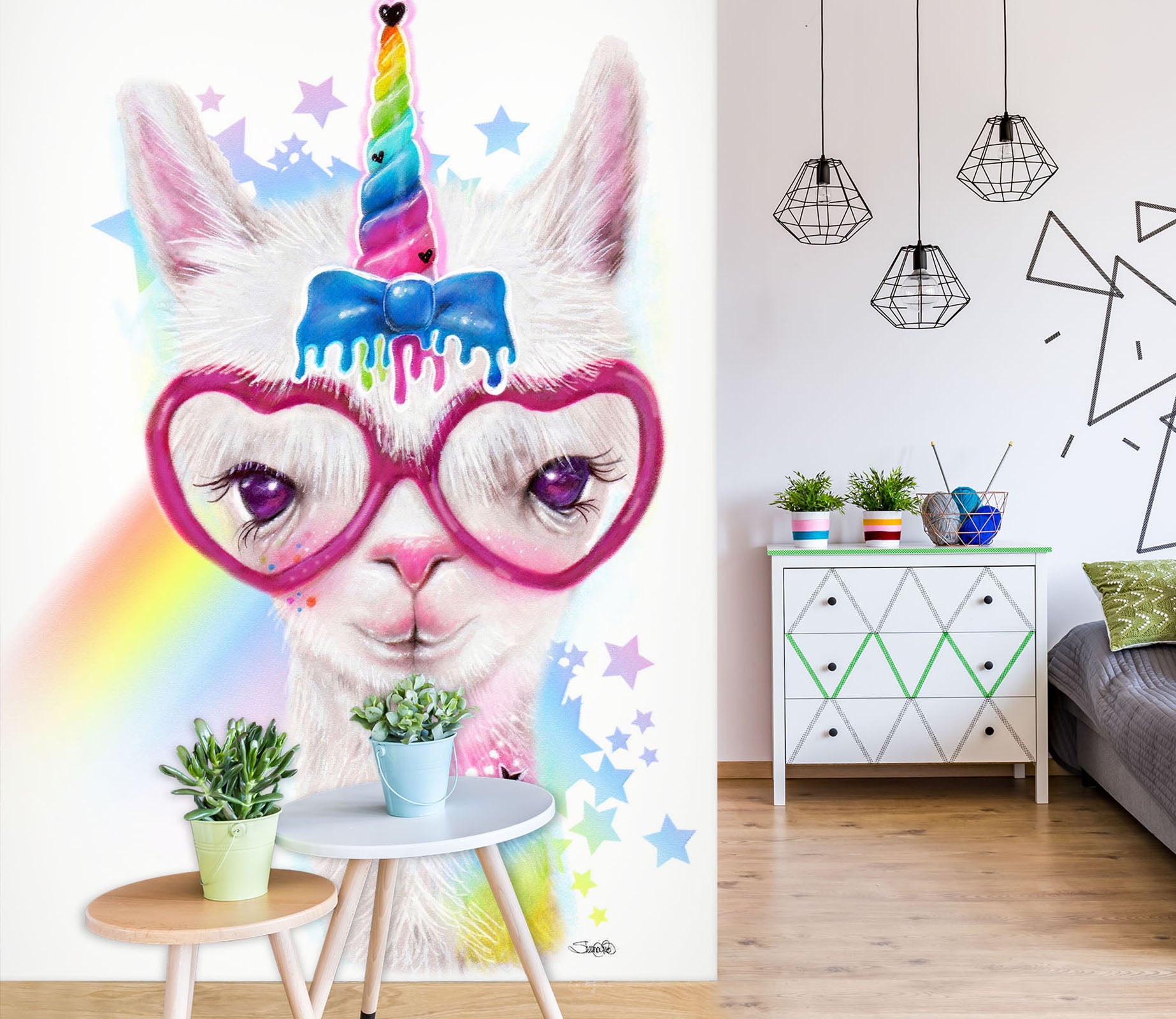 3D Rainbow Alpaca 8441 Sheena Pike Wall Mural Wall Murals