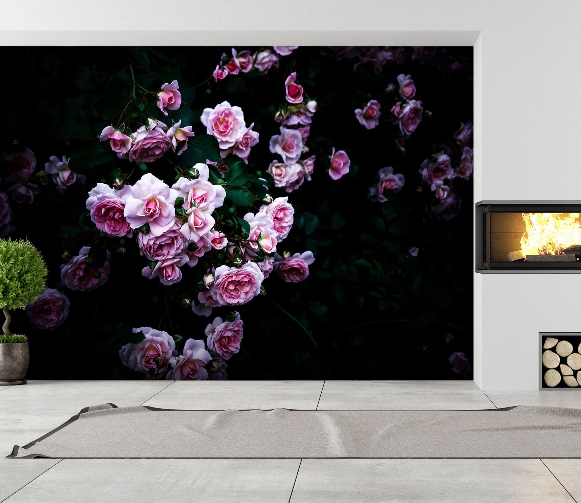 3D Pink Rose 105 Noirblanc777 Wall Mural Wall Murals