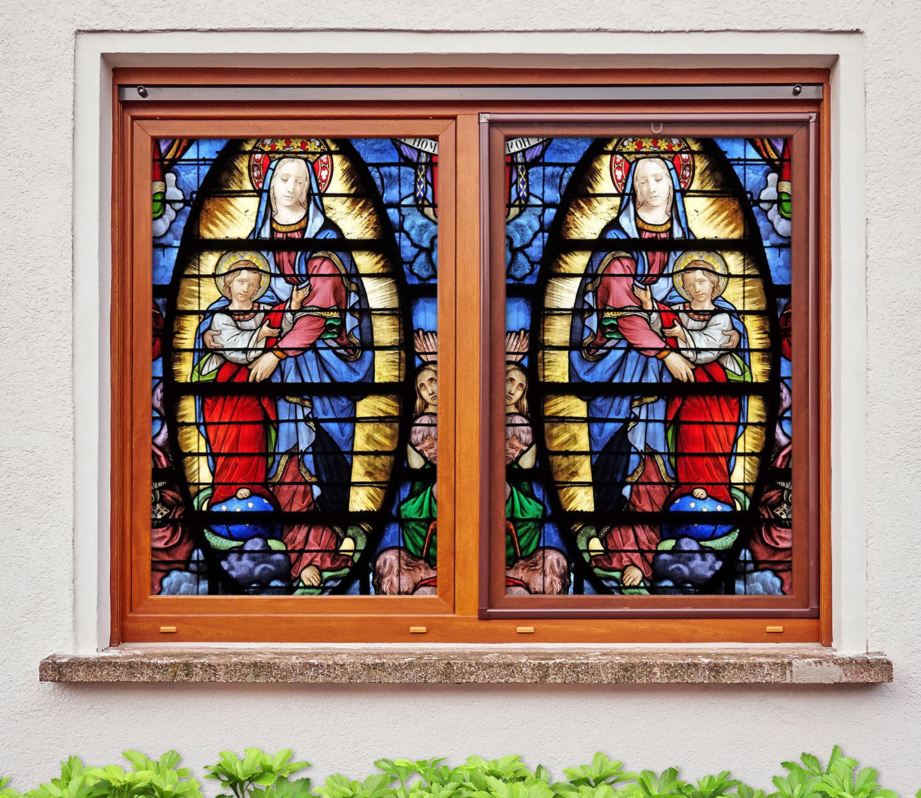 3D Religious Nun 205 Window Film Print Sticker Cling Stained Glass UV Block