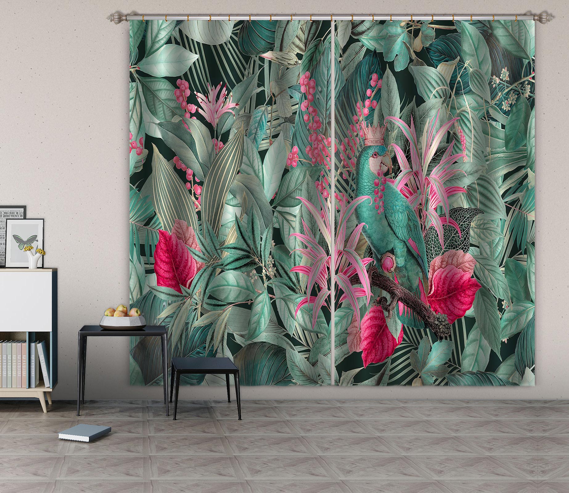 3D Parrot Cherry 003 Andrea haase Curtain Curtains Drapes