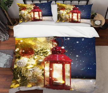 3D Candle Light Snowing 53005 Christmas Quilt Duvet Cover Xmas Bed Pillowcases