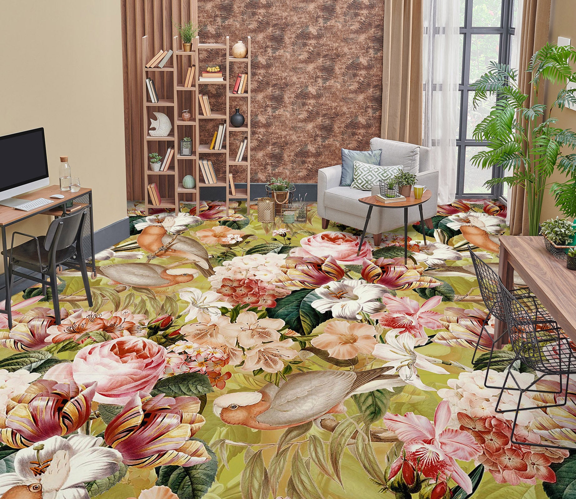 3D Garden Bird 99197 Uta Naumann Floor Mural  Wallpaper Murals Self-Adhesive Removable Print Epoxy