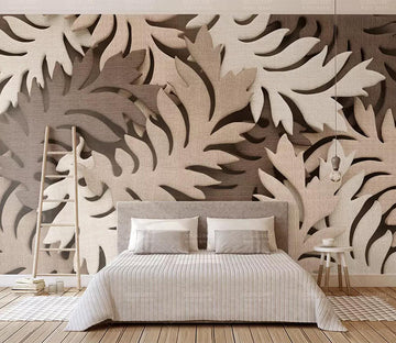3D Pink Leaves WC588 Wall Murals