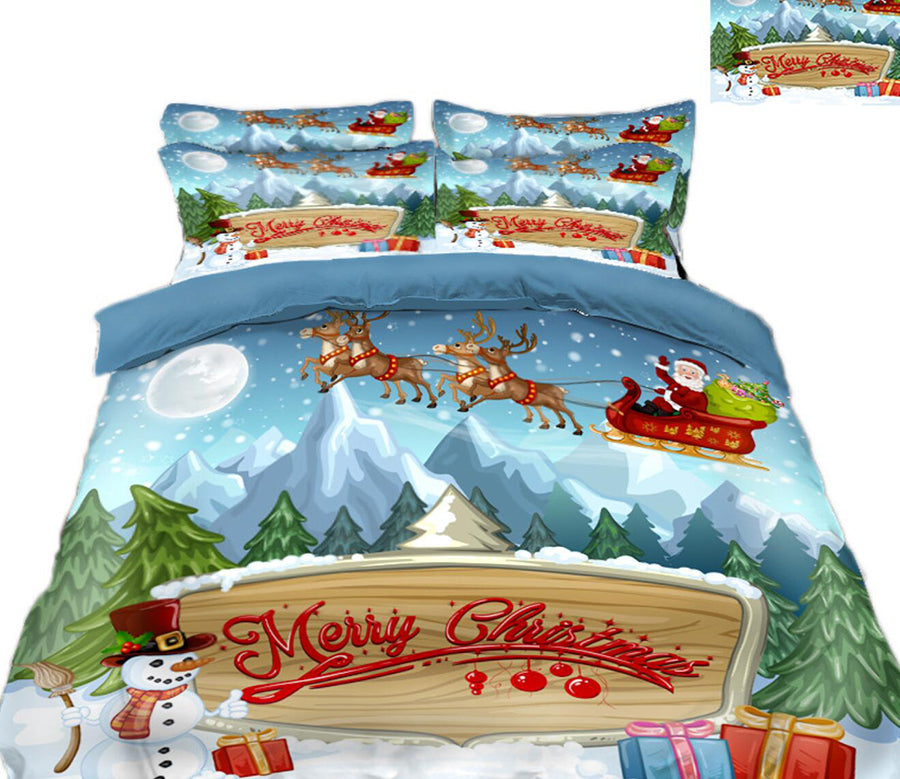 3D Sled Snowman 31171 Christmas Quilt Duvet Cover Xmas Bed Pillowcases