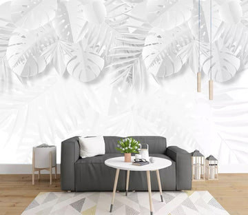 3D White Leaves WC99 Wall Murals Wallpaper AJ Wallpaper 2 