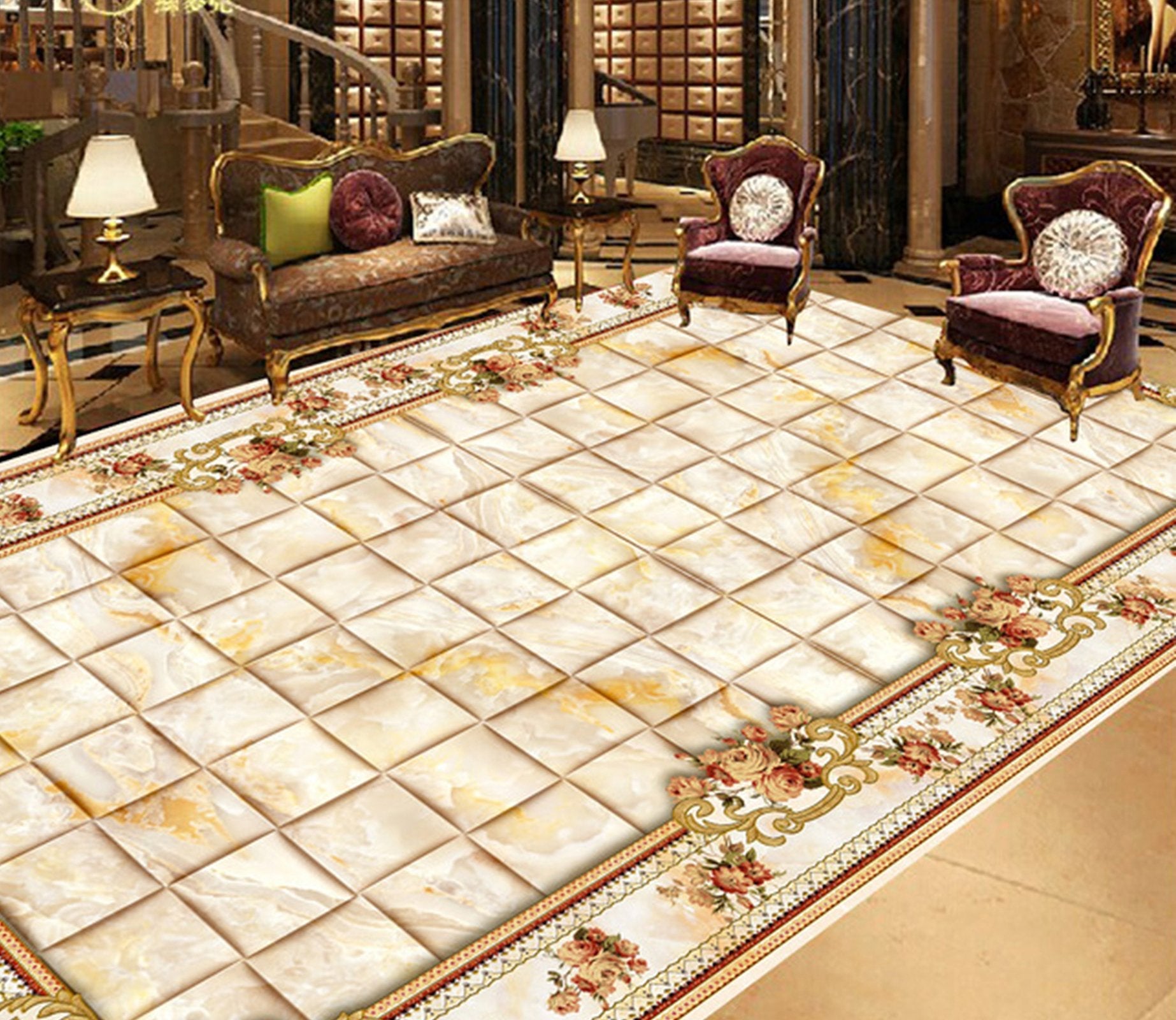 3D Marble Pattern WG008 Floor Mural Wallpaper AJ Wallpaper 2 