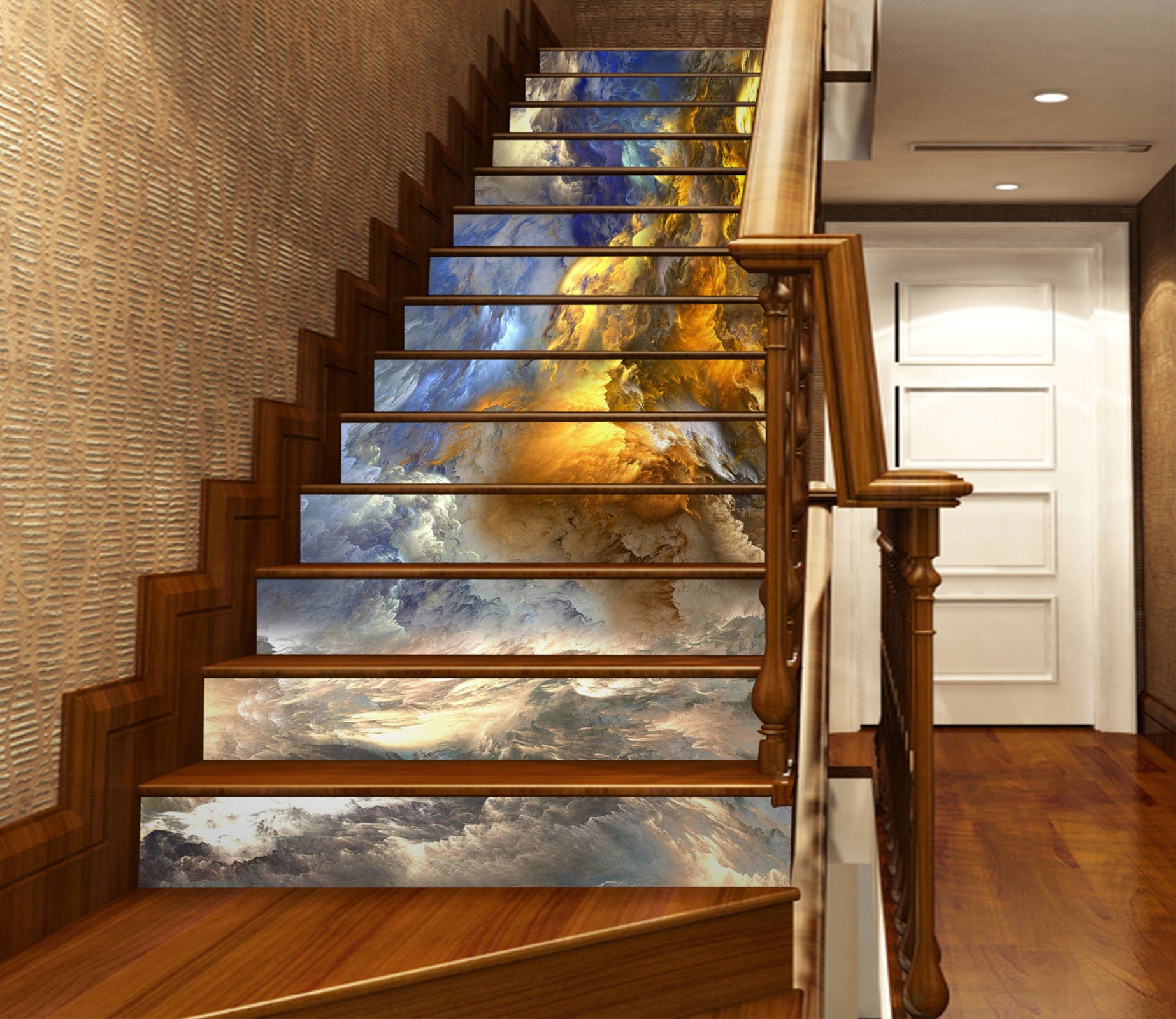 3D Golden Dreamy Clouds 508 Stair Risers