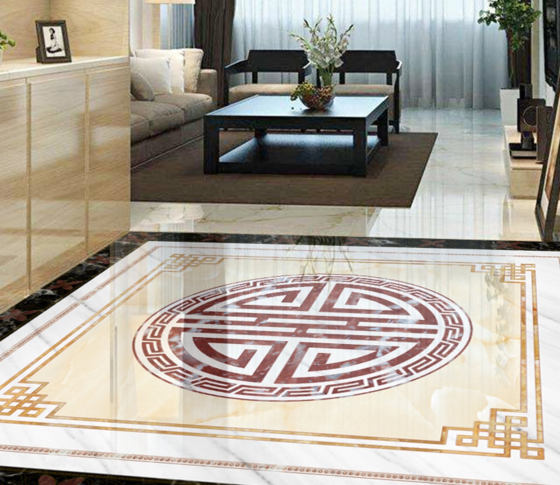 3D Round Marble Pattern WG347 Floor Mural Wallpaper AJ Wallpaper 2 