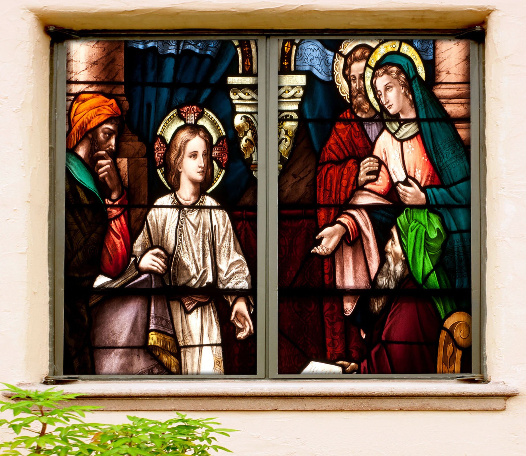 3D Church Believer 283 Window Film Print Sticker Cling Stained Glass UV Block