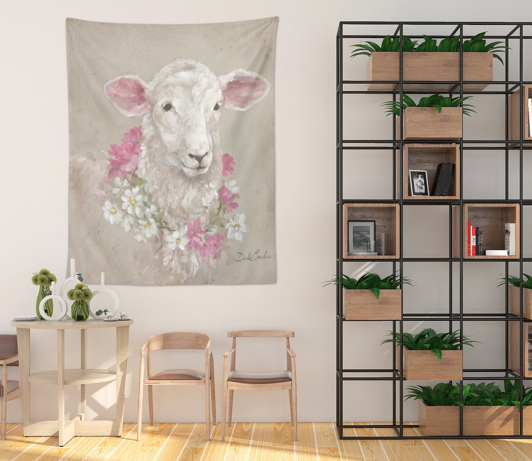 3D Wreath Sheep 11212 Debi Coules Tapestry Hanging Cloth Hang