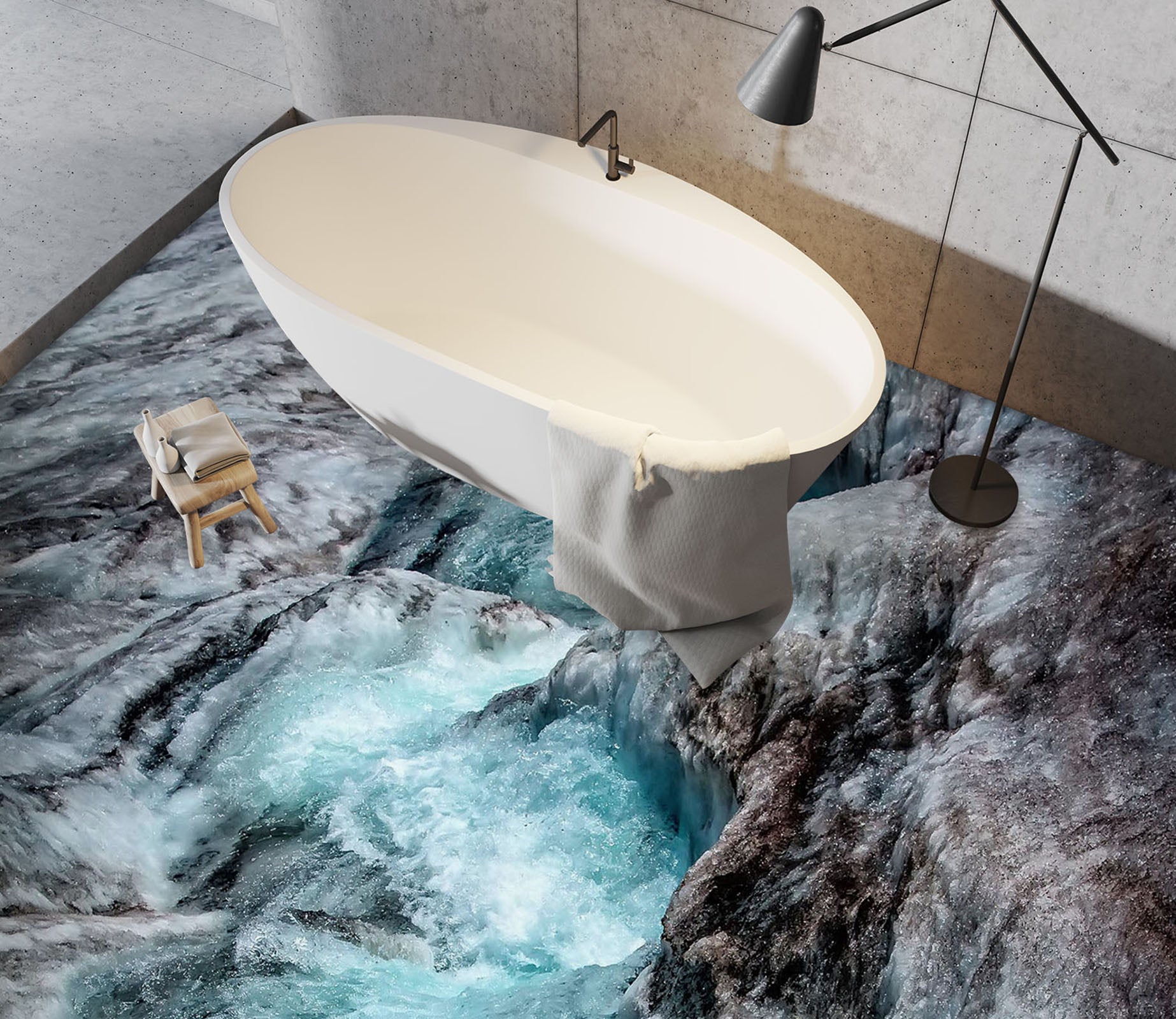 3D Canyon Fierce Water 887 Floor Mural  Wallpaper Murals Rug & Mat Print Epoxy waterproof bath floor