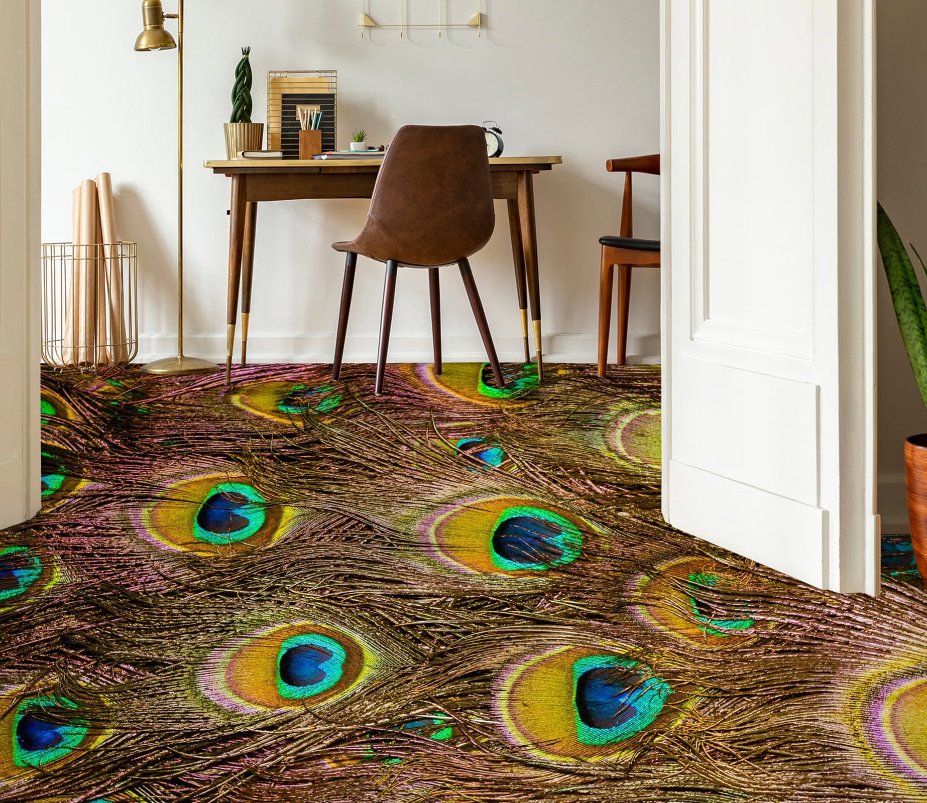 3D Noble Peacock Feathers 1122 Floor Mural  Wallpaper Murals Self-Adhesive Removable Print Epoxy