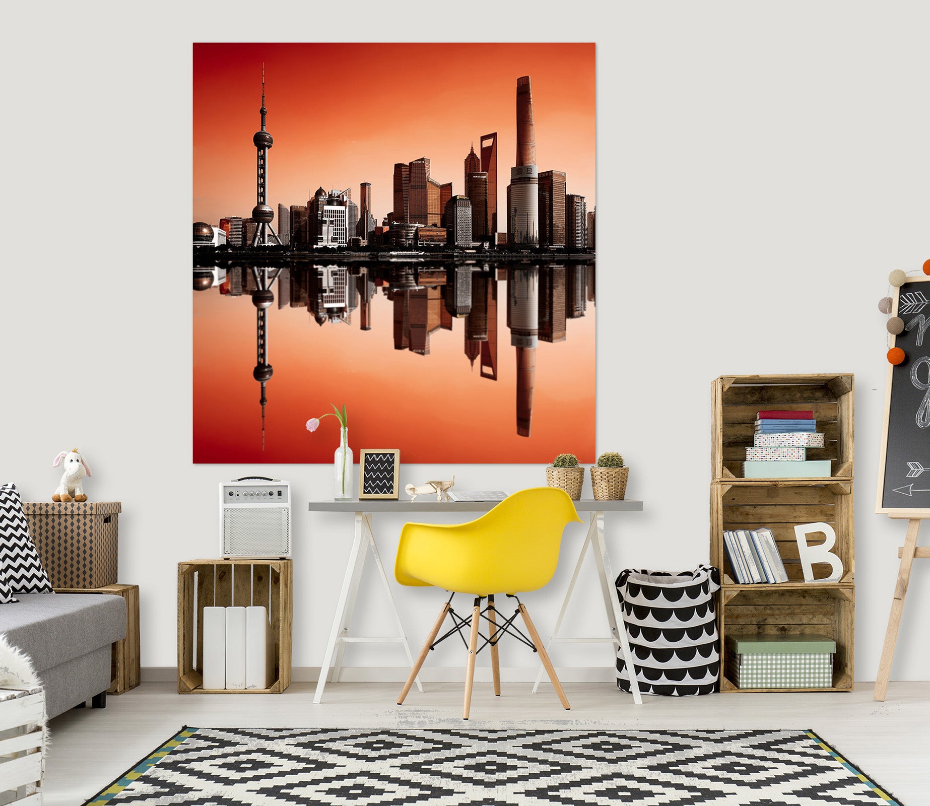 3D Sunset City 127 Marco Carmassi Wall Sticker