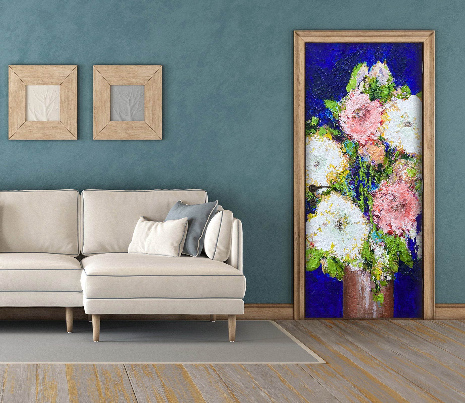 3D White Pink Flowers Vase 93138 Allan P. Friedlander Door Mural