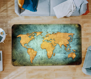 3D Auspicious Clouds 209 World Map Non Slip Rug Mat