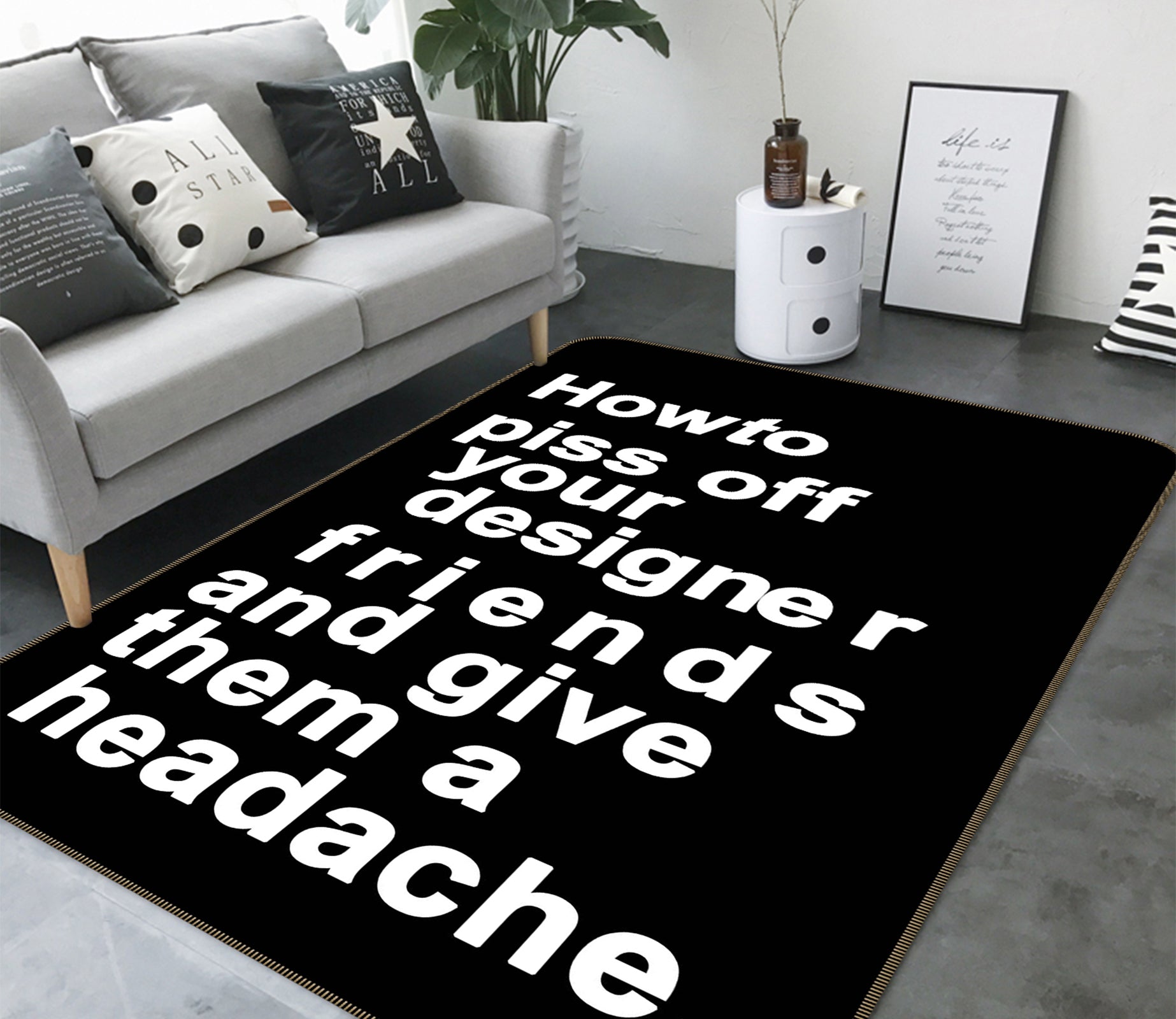 3D The Headache 1121 Boris Draschoff Rug Non Slip Rug Mat