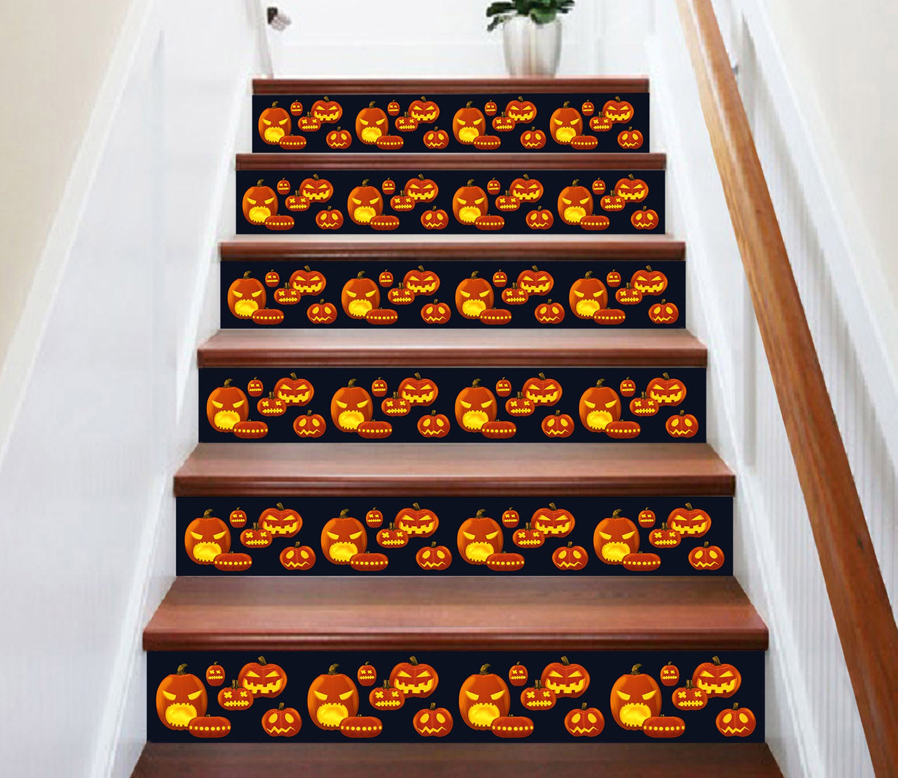 3D Emoticon Jack-o-lantern 658 Stair Risers