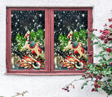 3D Trojan Horse 30025 Christmas Window Film Print Sticker Cling Stained Glass Xmas