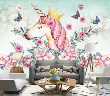 3D Unicorn Flower WG29 Wall Murals Wallpaper AJ Wallpaper 2 