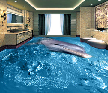 3D Blue Sea Dolphin 336 Floor Mural  Wallpaper Murals Rug & Mat Print Epoxy waterproof bath floor