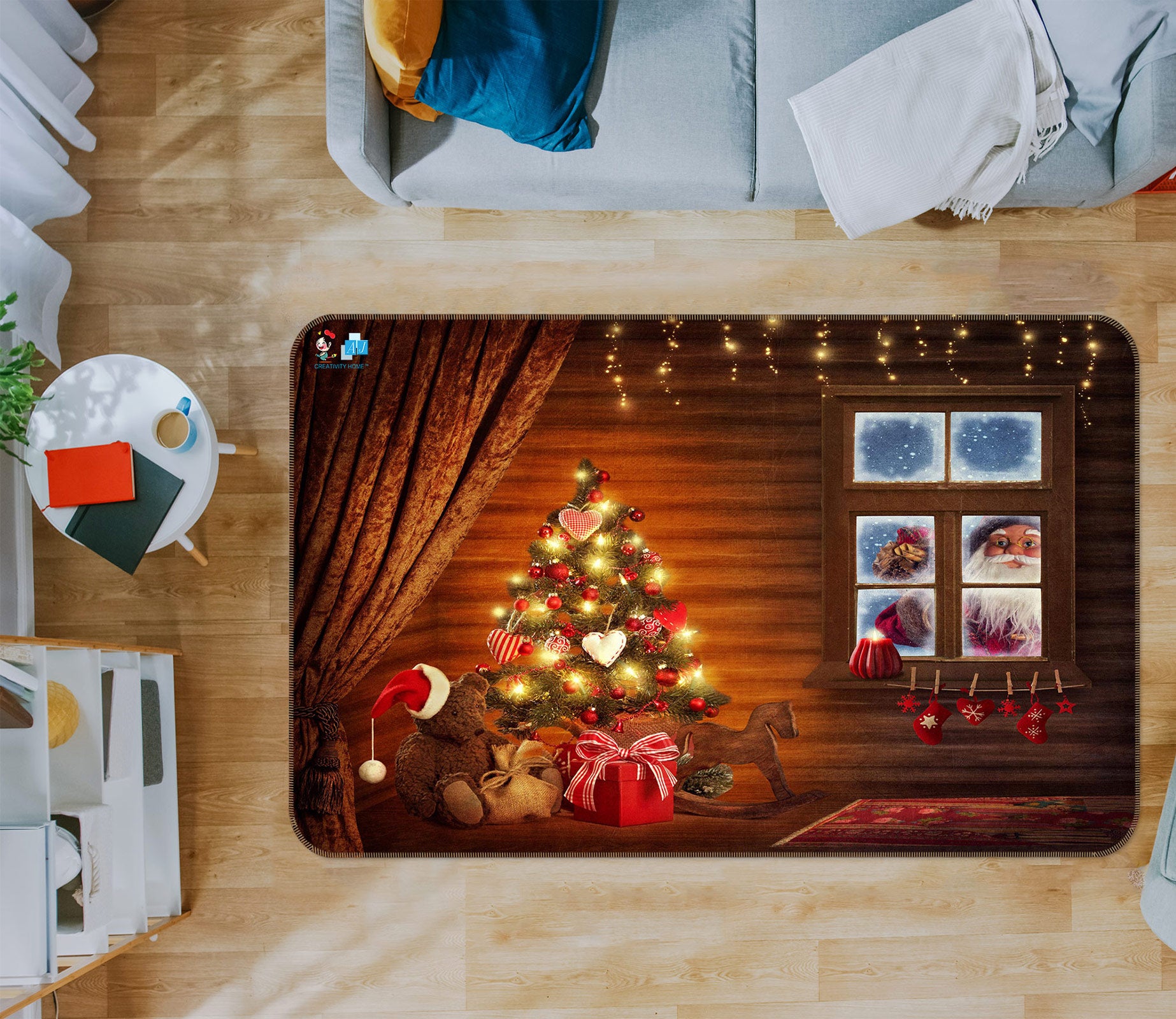 3D Window Tree 56102 Christmas Non Slip Rug Mat Xmas