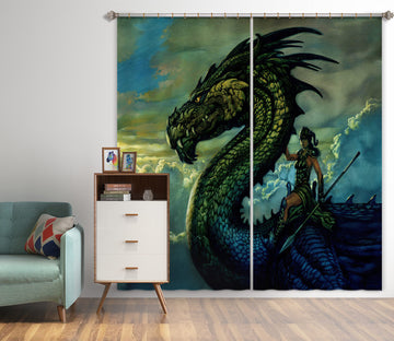 3D Dragon Mount Clouds 8001 Ciruelo Curtain Curtains Drapes