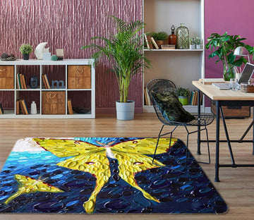3D Yellow Butterfly 1007 Dena Tollefson Rug Non Slip Rug Mat