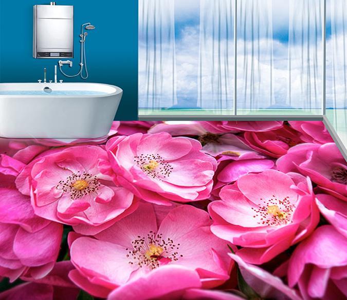 3D Pink Flowers WG132 Floor Mural Wallpaper AJ Wallpaper 2 