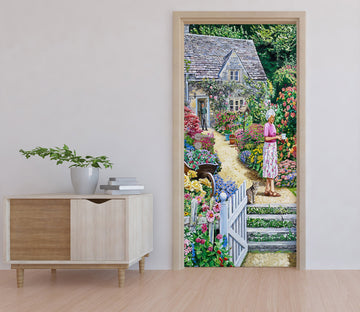 3D Staircase Garden Cottage 103143 Trevor Mitchell Door Mural